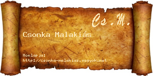 Csonka Malakiás névjegykártya
